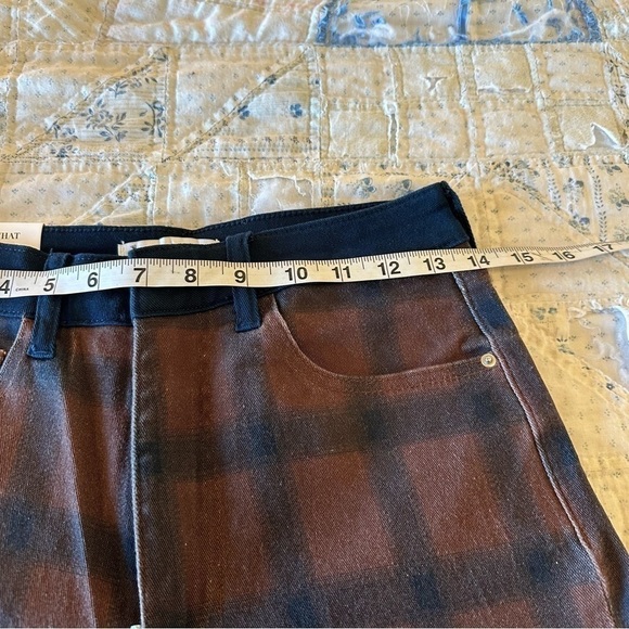NWT WeWoreWhat color block icon jean brown and navy check plaid 70s inspired - Picture 9 of 10